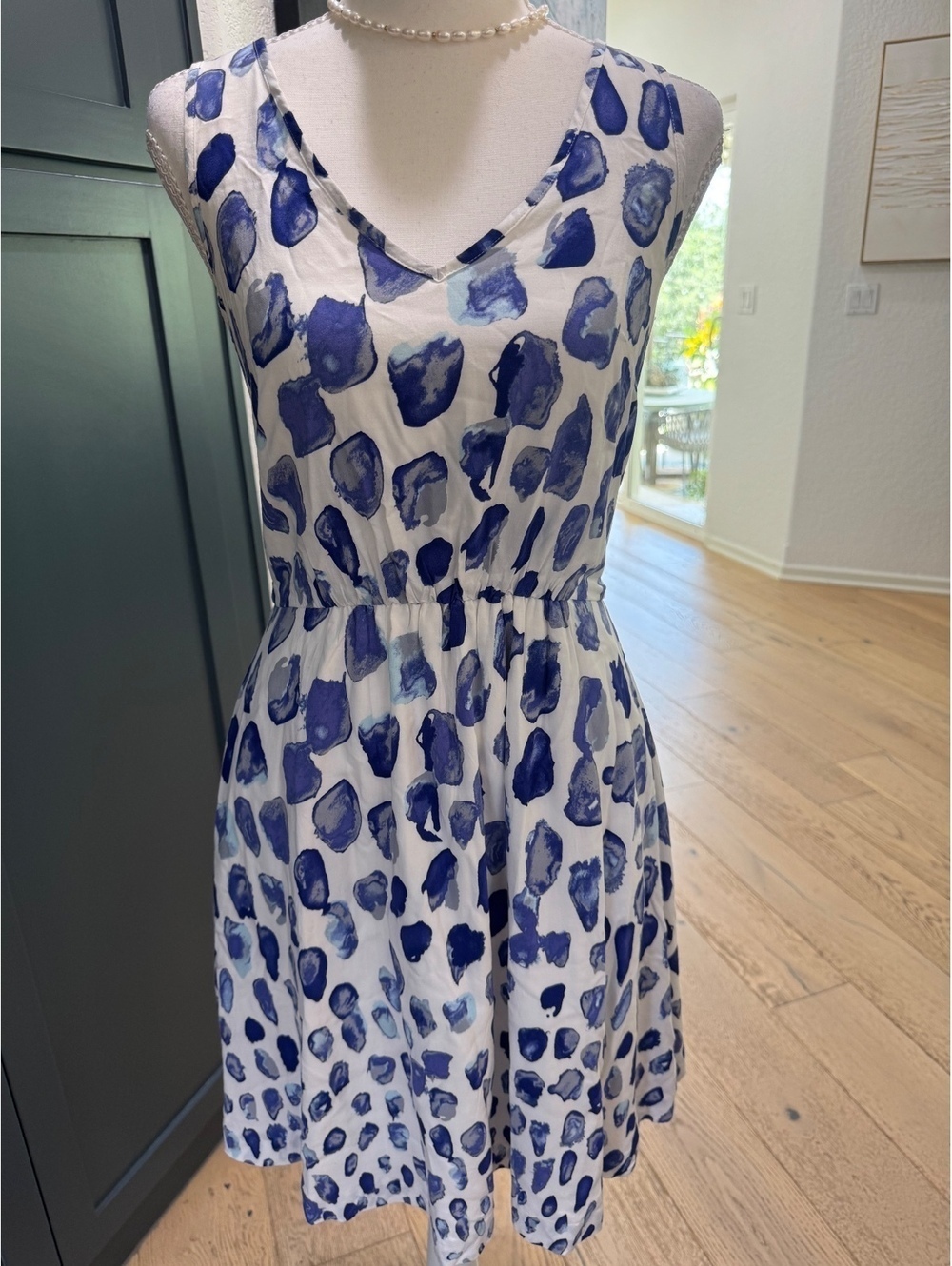 GAP Blue and White Dots Mini Dress Lined XS Size 0-2